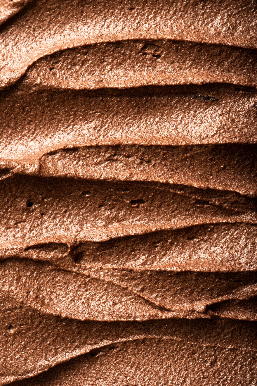 A macro close up shot of chocolate cake batter