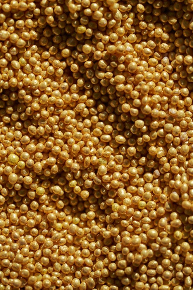 Macro Food Photography Close up of gold sprinkles