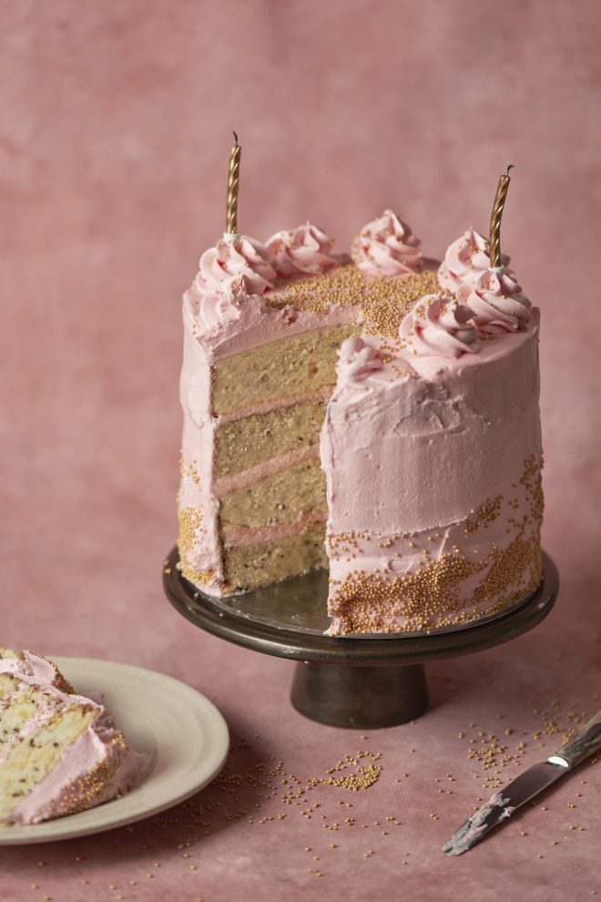 Macro food photography example straight on layer cake shot