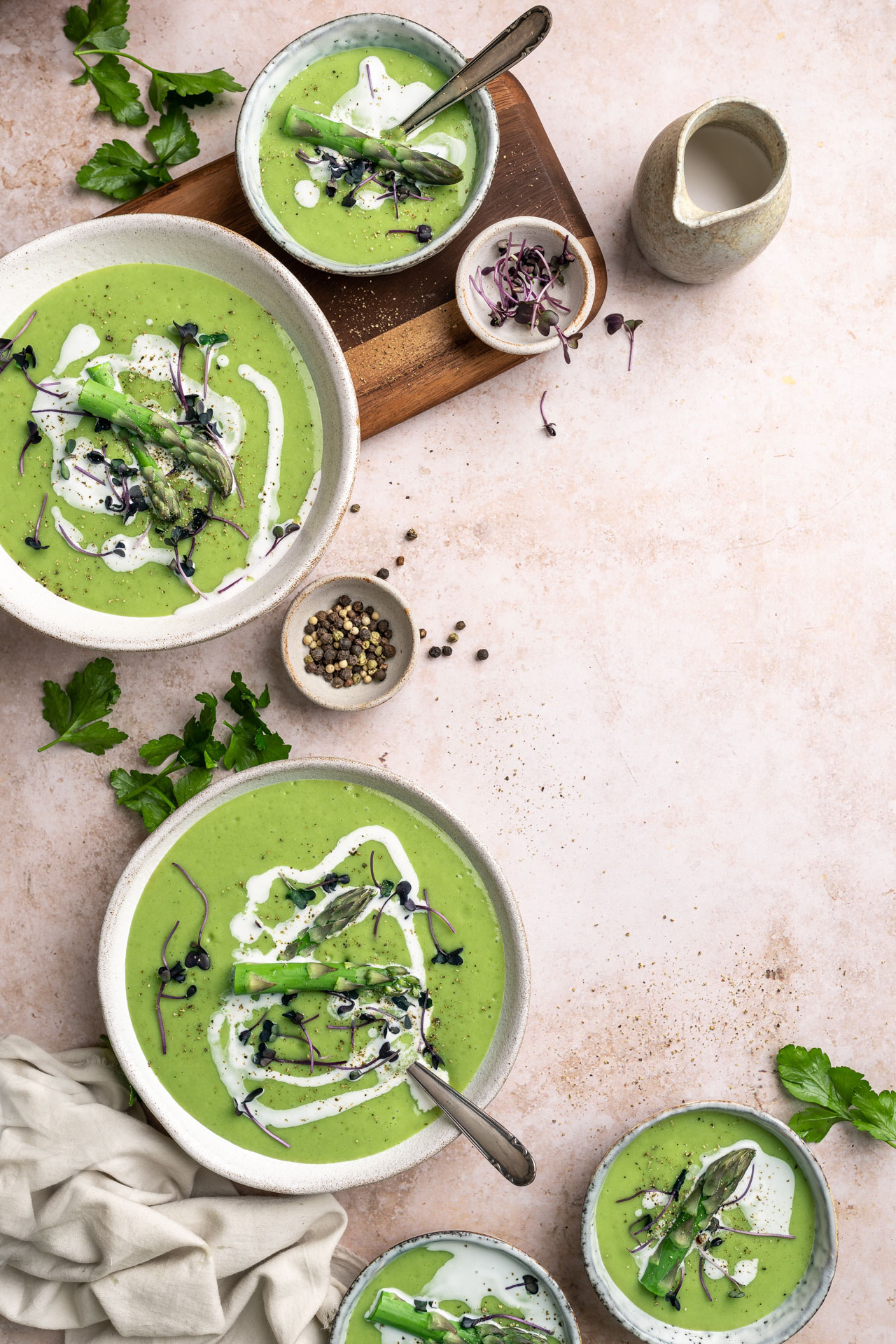 Food Photography Myths about Manual Mode. Green Soup Flatlay