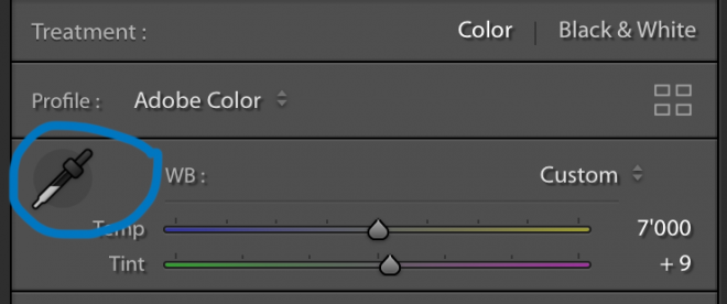 Lightroom White Balance Colour Picker