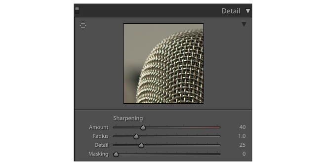 A detailed photograph of a microphone processed by Lightroom editing 