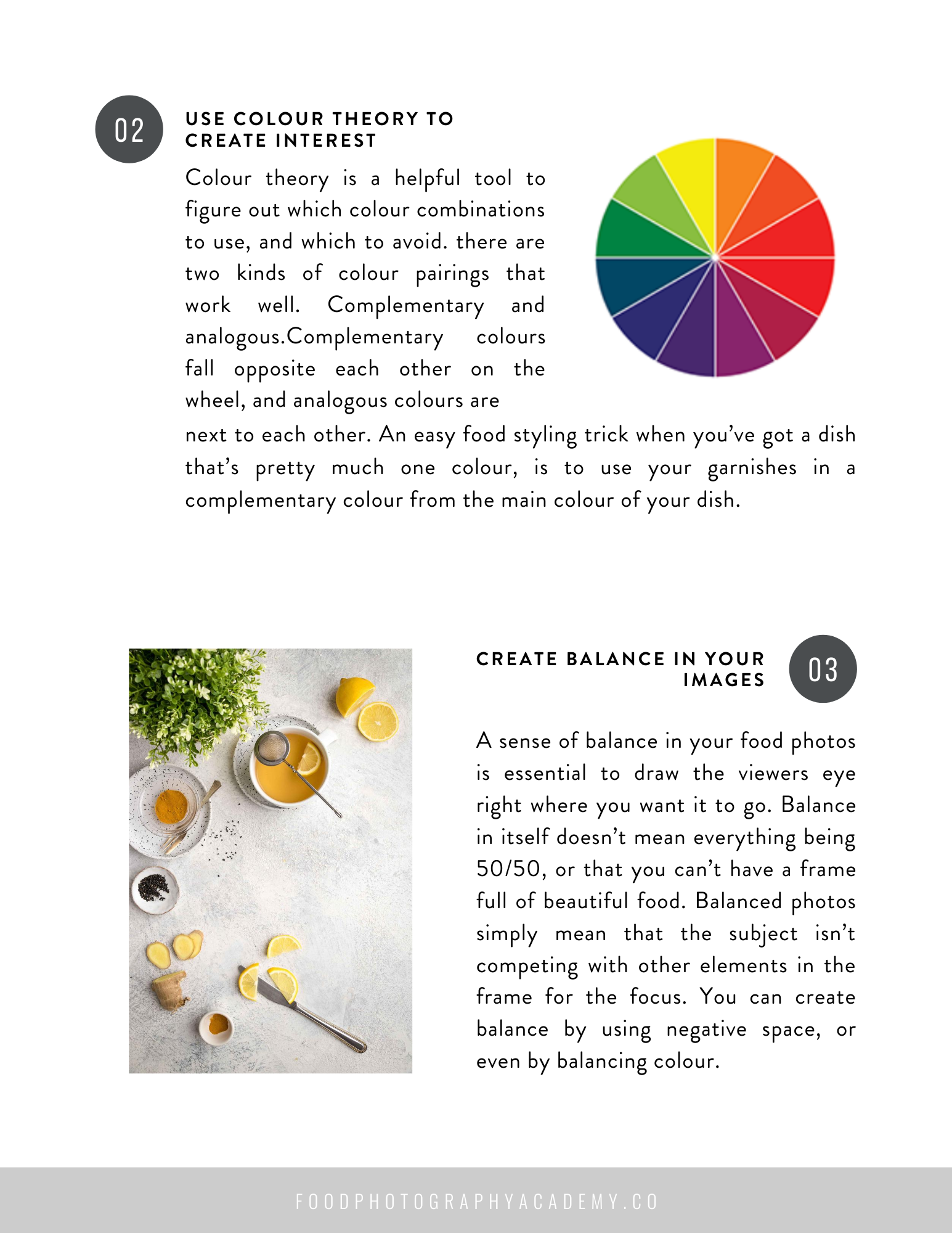 colour theory and composition tips for food photos