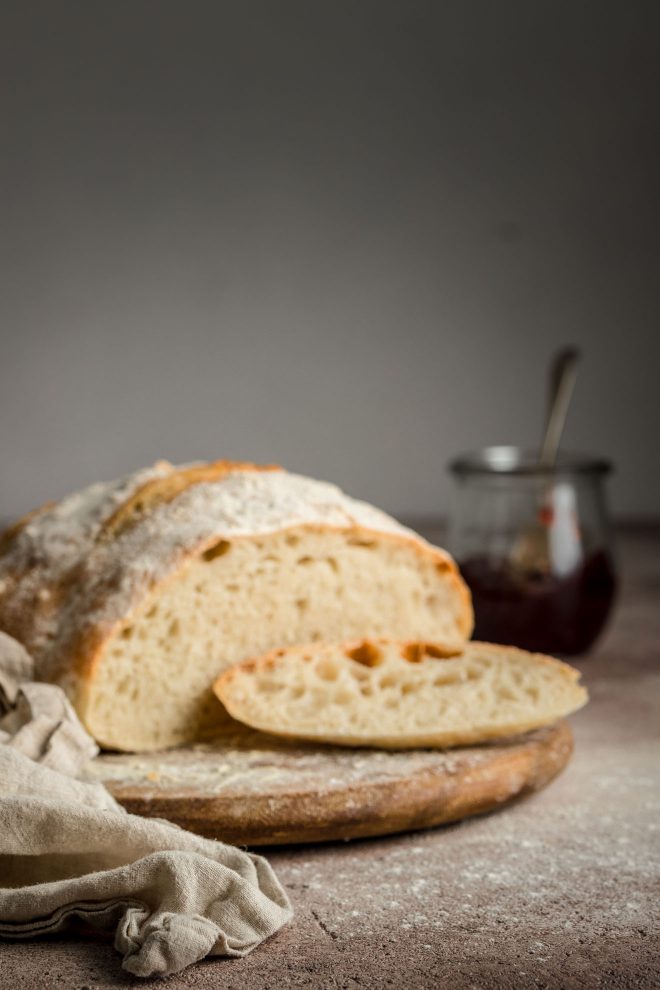 A focus failure image of a loaf of bread as an example of a common beginner food photography mistake. Example by Lauren Short of Food Photography Academy. 