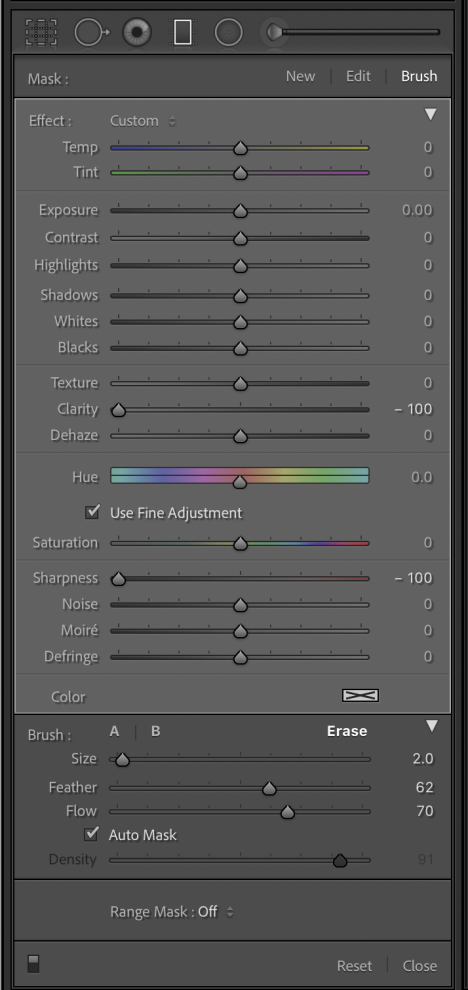Erase Brush Graduated Filter Lightroom Classic